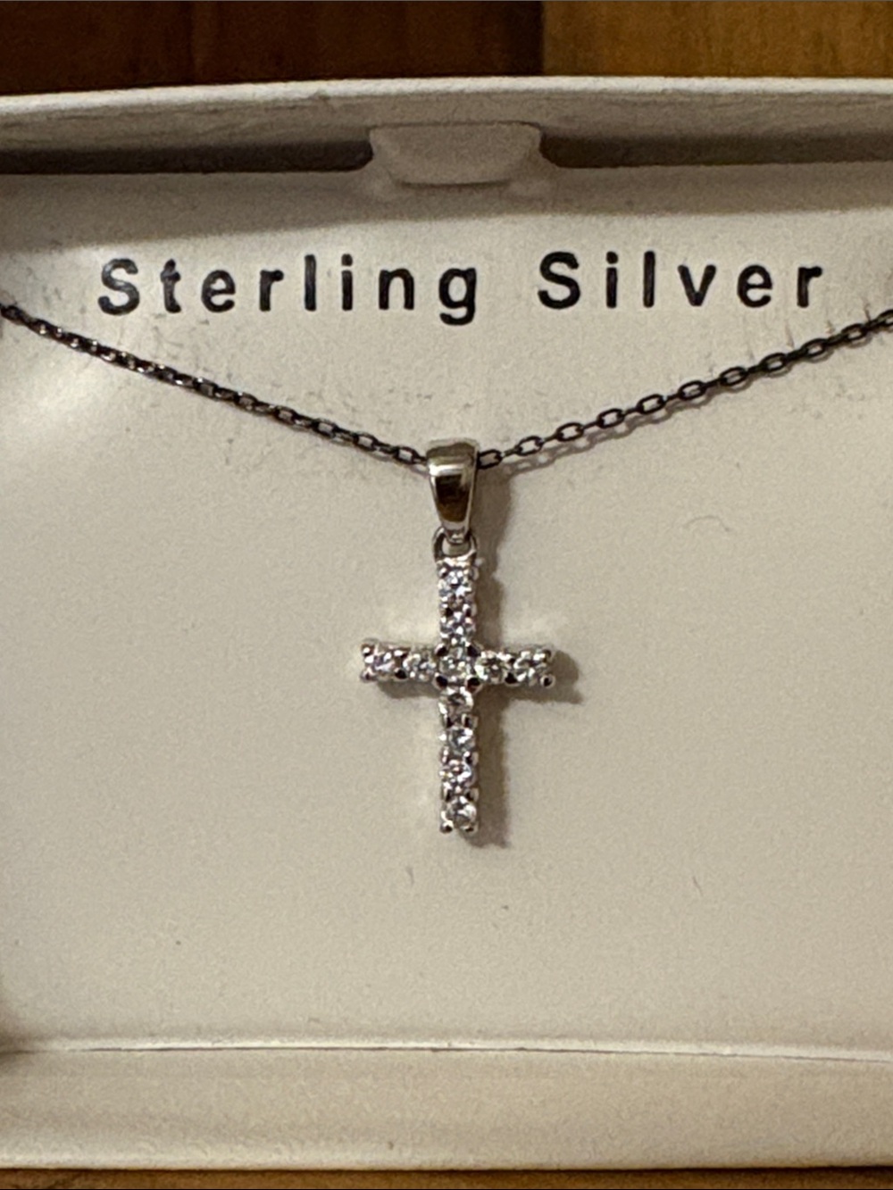 Sterling Silver Cubic Zirconia Cross Necklace - Silver 18” Chain